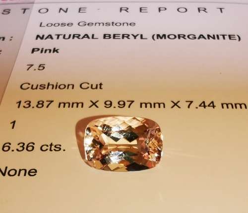 * MORGANITE *  6.36CT MORGANITE