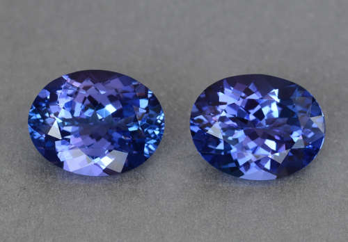 1.57CT TANZANITE MATCHING PAIR [G.I.S.A.CERTIFIED] Intense Violetish Blue (vB4/4), VVS