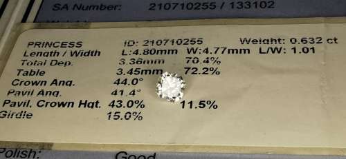 * Diamond *   0.632CT Diamond [ EGL Certified ] Princess Cut