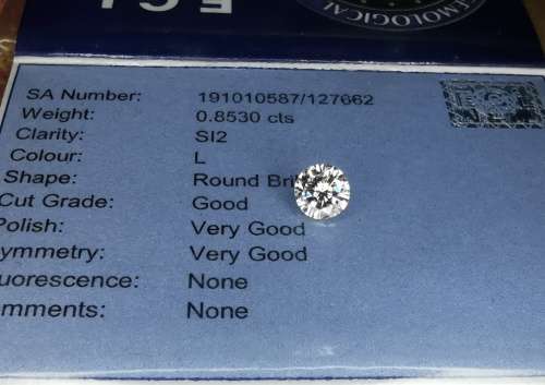 * Diamond *   0.853CT Diamond [ EGL Certified ] Round Brilliant Cut  L  SI2