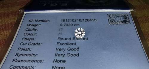 * Diamond *   0.733CT Diamond [ EGL Certified ] Round Brilliant Cut  H  I1