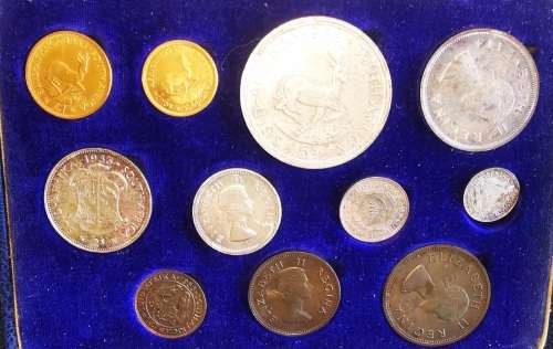 1953 Long proof set (Gold Pound and Gold Half Pound coins included)