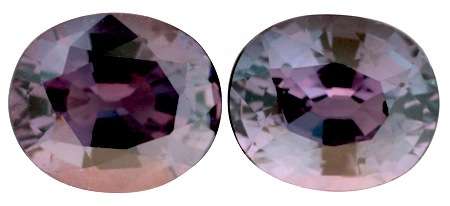 2.26CT SRI LANKAN SPINEL [G.I.S.A.CERTIFIED] Matching Pair,ColourChange: Violet-Blue to DPurple, VVS