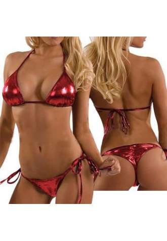 Sexy Metallic Scrunch Bottom Bikini