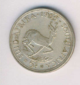 Silver 5 Shilling Coin - 1955