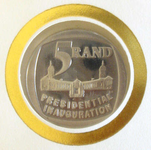 NELSON MANDELA FDC 6.3c Inauguration 1994 with proof R5 coin