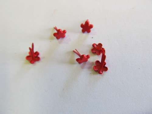 Brad Pins, Flower Shape, Red, 5mm, 4pc