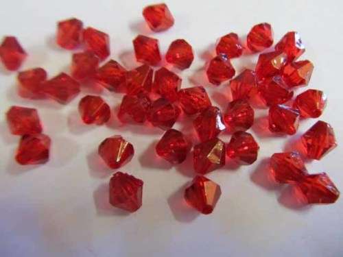 Acrylic Bicone Beads Red 8mm ±20pc