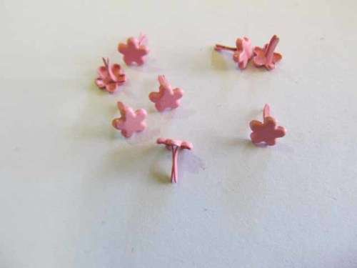 Brad Pins, Flower Shape, Pink, 5mm, 4pc
