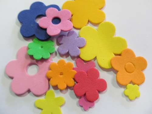 Fabric Embellishments, Flowers, Fun Foam, Mixed Colours, Mixed Sizes, 7pc