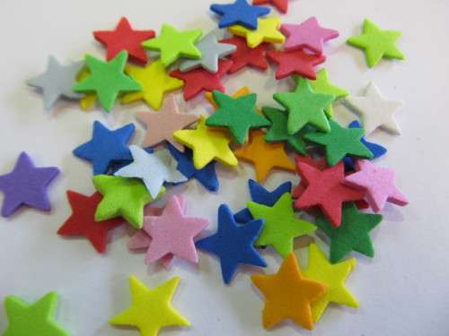Fabric Embellishments, Stars, Fun Foam, Mixed Colours, 14mm, 10pc