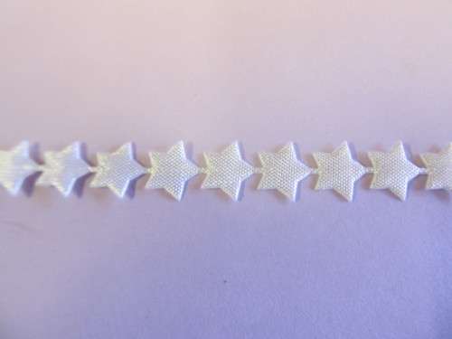 Fabric Embellishments, Star, White, 8mm, 10pc