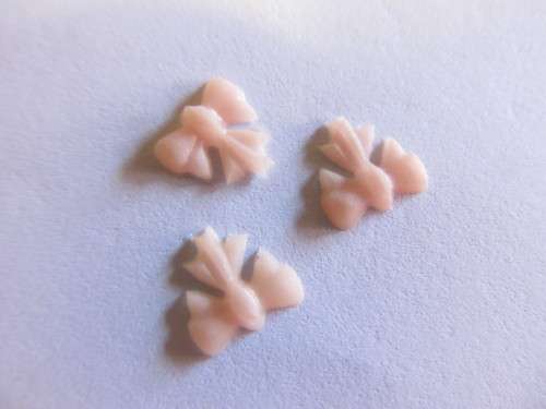 Embellishments, Plastic, Bow, Peachy Pink, 7mm, 3pc