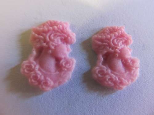 Embellishments, Plastic, Cameo Pink, 15 mm x 17mm, 2pc