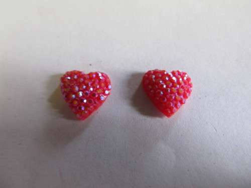 Embellishments, Plastic, Heart, Red, 10mm, 2pc