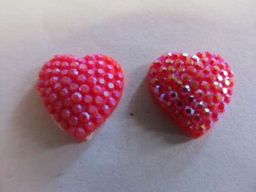 Embellishments, Plastic, Heart, Red, 12mm, 2pc