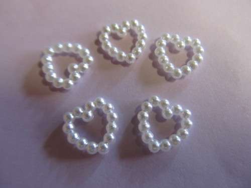 Plastic, Heart, White, 11mm, 4pc
