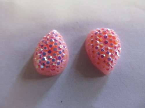 Embellishments, Plastic, Teardrop, Pink, 14mm, 2pc