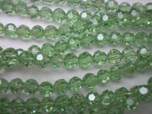 Glass Crystal Beads, Round, Green, 8mm, ±20pc