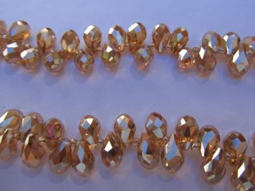 Glass Crystal Beads, Teardrop, Burned Orange AB, 13mm x 8mm, 8pc
