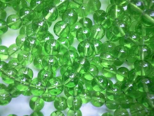 Glass Beads, Plain, Round, Green, 10mm, ±42pc