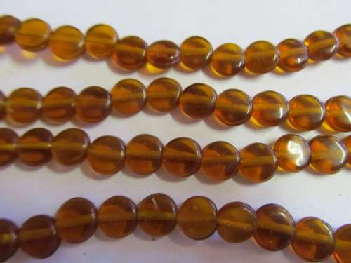 Glass Beads Plain Indian Flat Round ±10mm Brown ±20pc