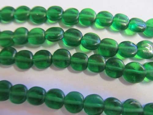 Glass Beads Plain Indian Flat Round ±10mm Dark Green ±20pc