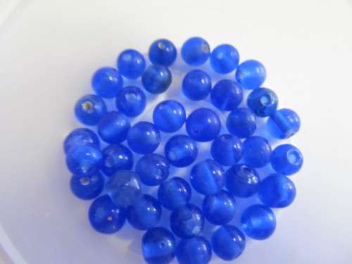 Glass Beads Plain Indian Beads Round ±7mm Royal Blue ±14pc