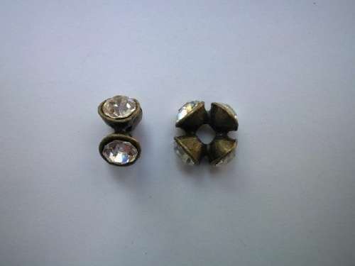 Rondals Bronze with Clear Rhinestones 7mm x 13mm 1pc