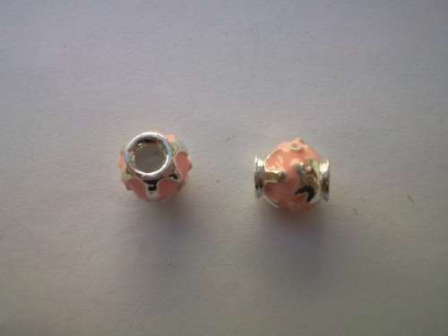 Rondals Nickel With Pink Enamel 9mm x 10mm 2pc