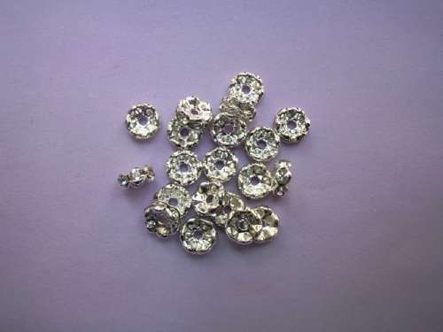 Rondals Silver With Clear Rhinestones 7mm 5pc
