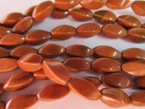 Goldstone, Semi-Precious Beads, 17mm x 8mm, ±22pc