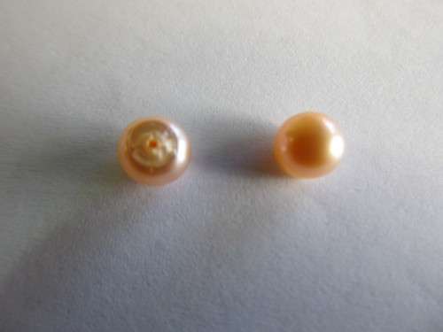 Findings Earrings Pearl Button Peach 6mm 2pc