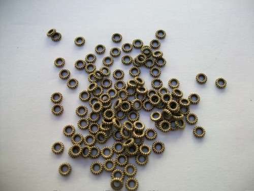 Findings, Spacers, Round, Ribbed, Bronze, 5mm, ±50pc