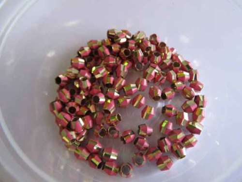 Findings Spacers Coloured Pink With Gold 5mm x 4mm 4pc