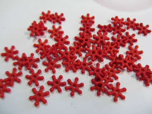 Findings, Spacers, Coloured, Daisy Red, Acrylic, 10mm, ±20pc