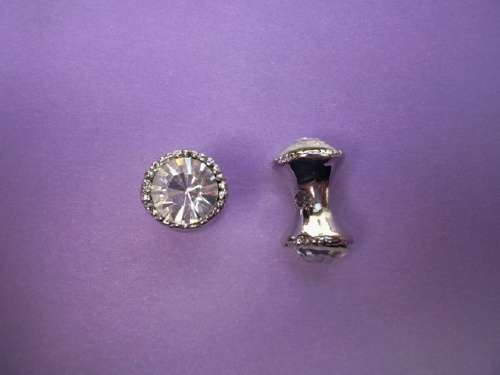 Findings Spacers Bone Spacer With Rhinestone Metal Nickel 17mm x 10mm 2pc