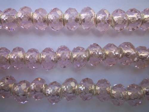 European style glass beads, 925 Silver Inner, Light Pink, 4pc