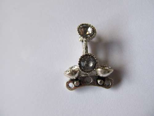 Findings, Sliders, Nickel With Clear Rhinestones, 27mm, 2pc