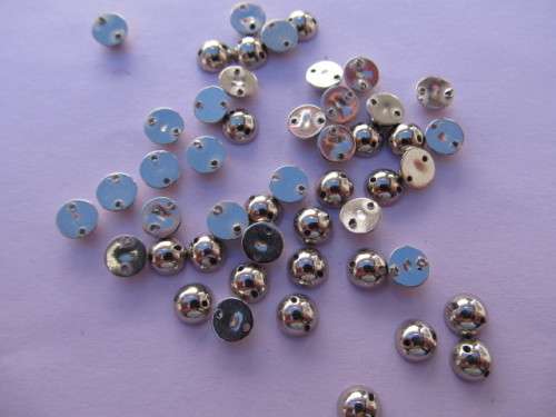 Connector, Round, Acrylic, Nickel, Rhodium Plated, 6mm, ±30pc