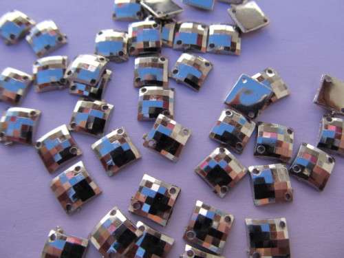 Connector, Acrylic, Nickel, Rhodium Plated, Diamond Shape, 10mm, ±20pc