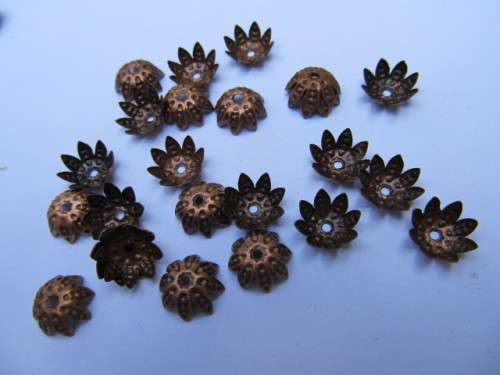 Beadcaps, Metal, Copper, 10mm, ±30pc