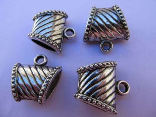Pendant Bails, Acrylic, Nickel Antique, 23mm x 25mm, 2pc, Can Also Be Used With A Scarf