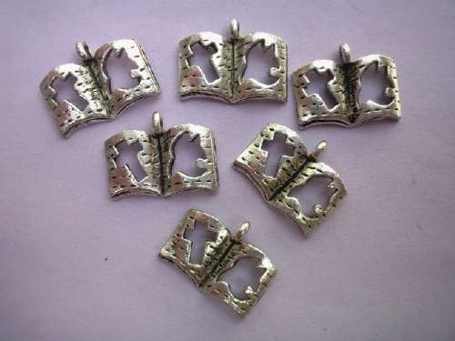 Charms, Bible, Metal, Nickel, 13mm x 17mm, 2pc