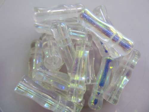Glass Beads Other Tube Clear AB 26mm x 7mm 10pc