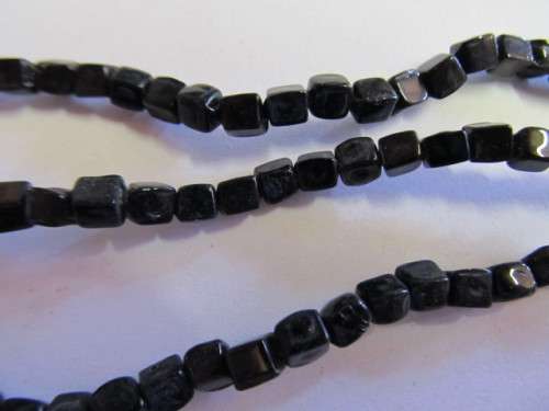 Glass Beads, Indian Cubes, Black, 4mm, ±20pc
