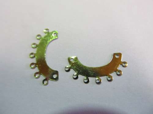 Findings End Pieces Half Moon Metal Nickel 25mm x 12mm