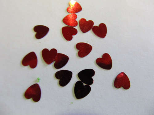 Sequins, Shapes, Hearts, Red, 8mm, ±30pc