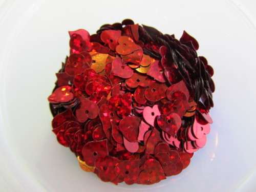 Sequins, Shapes, Heart, Red, 8mm, ±70pc
