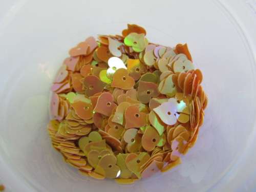 Sequins, Shapes, Heart, Orange, 8mm, ±70pc
